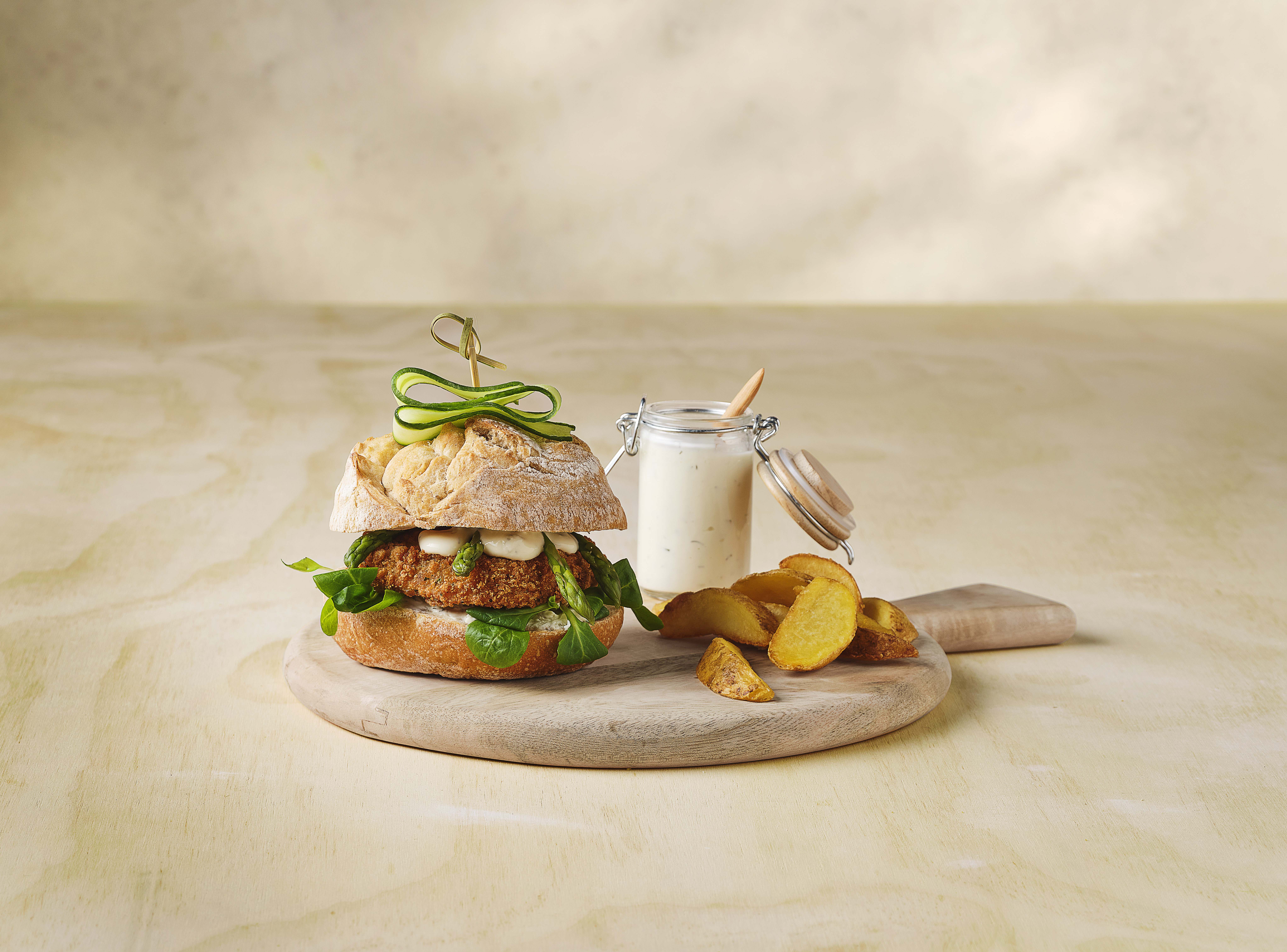 Vegetarische kipburger als snack voor in je cafetaria