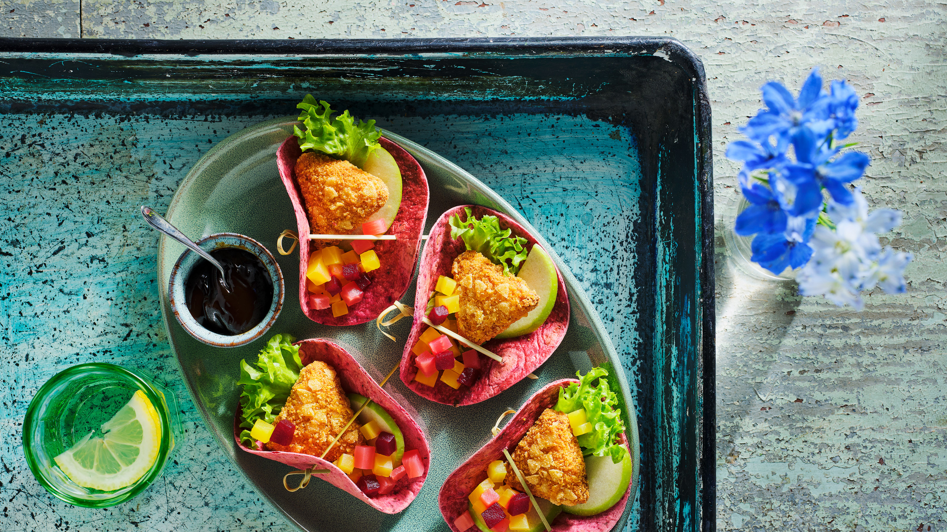 Frisse mini bietenwraps met Nacho Cheese bites